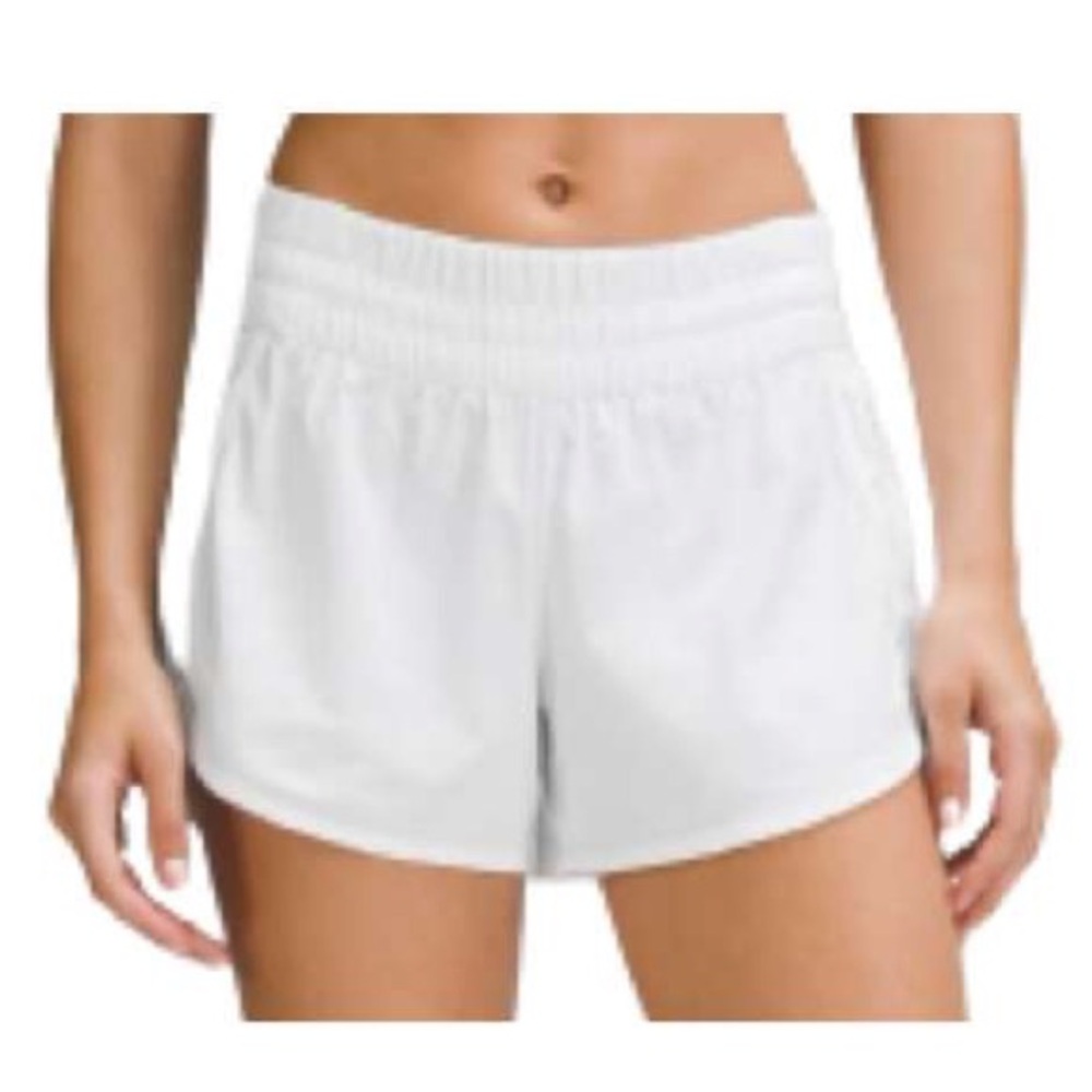 Lululemon White High-Rise Elastic Waist Running Shorts